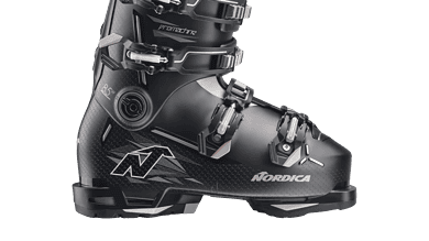 High-performance Nordica ski boot designed for winter skiing, featuring adjustable buckles and a comfortable fit for optimal control on snow.